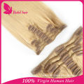 Accept paypal high quality clip in hair extension wholesale virgin brazilian clip in highlight hair extensions